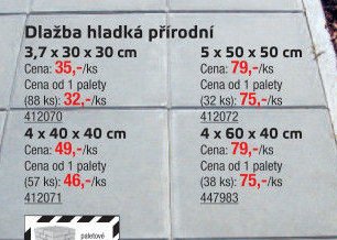 Dlažba hladká přírodní