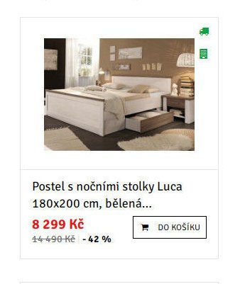 Postel s nočními stolky Luca 180x200 cm, bělená...