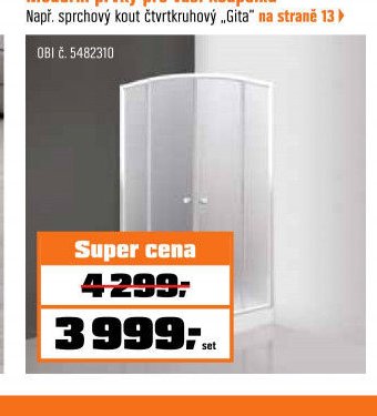 sprchový kout čtvrtkruhový „Gita“
