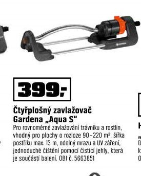 Čtyřplošný zavlažovač Gardena Aqua S