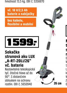 Sekačka strunová aku LUX „A-RT-20Li/26