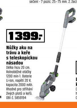 Nůžky aku na trávu a keře s teleskopickou násadou