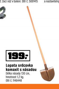 Lopata srdcovka komaxit s násadou