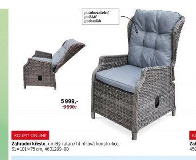 Zahradní křeslo, umělý ratan/hliníková konstrukce