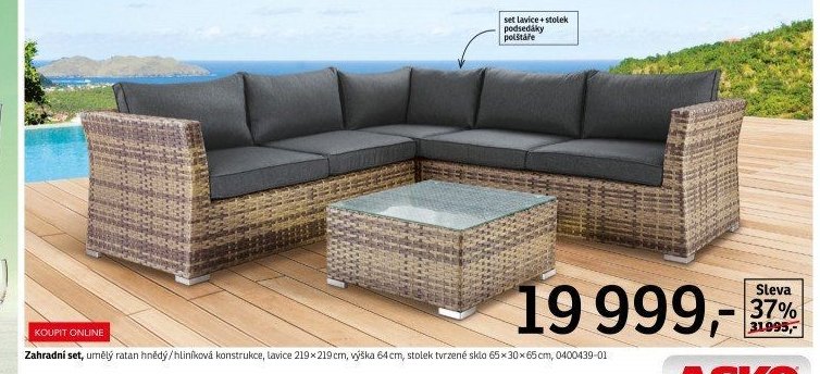 Zahradní set, umělý ratan hnědý/hliníková konstrukce