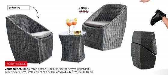 Zahradní set, umělý ratan antracit
