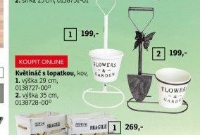 Květináč s lopatkou, kov