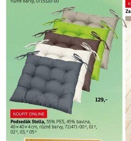 Podsedák Stella, 55% PES, 45% bavlna, 40x40x4cm, různé barvy