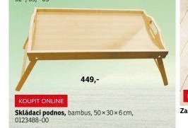 Skládací podnos, bambus, 50x30x6cm