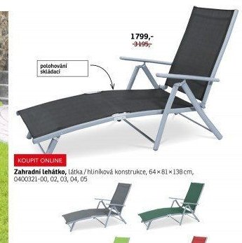 Zahradní lehátko, látka / hliníková konstrukce