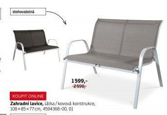 Zahradní lavice, látka / kovová konstrukce, 108 x 85 x 77 cm