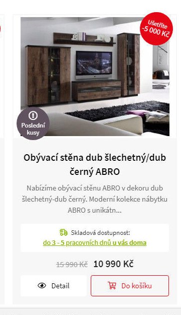 Obývací stěna dub šlechetný/dub černý ABRO