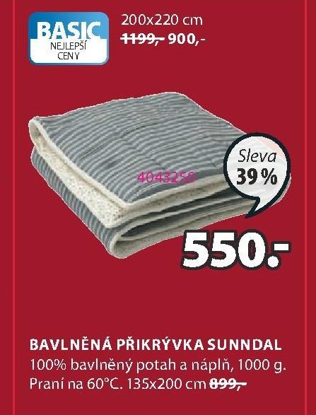 BAVLNĚNÁ PŘIKRÝVKA SUNNDAL