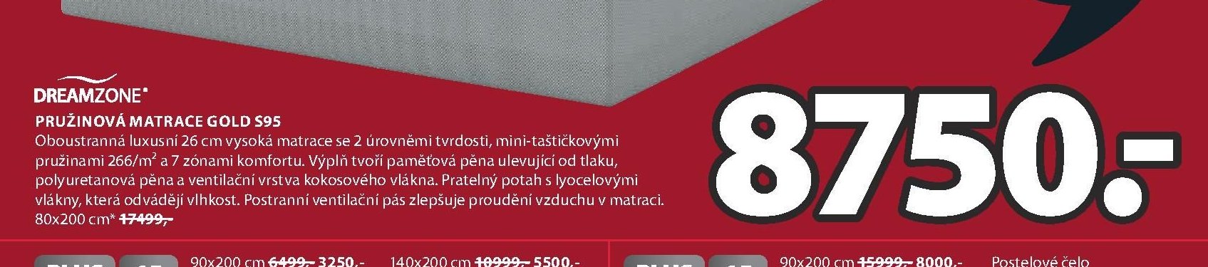 DREAMZONE PRUŽINOVÁ MATRACE GOLD S95
