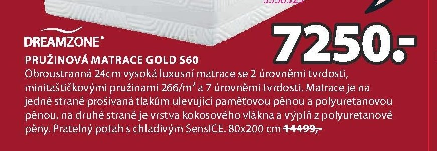 DREAMZONE PRUŽINOVÁ MATRACE GOLD S60