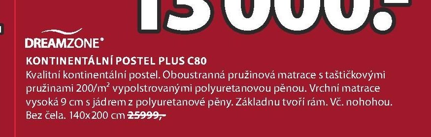 DREAMZONE KONTINENTÁLNÍ POSTEL PLUS C80