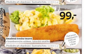 Smažená treska tmavá s bramborovým salátem, tatarská omáčka