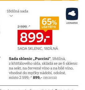 Sada sklenic Puccini, 18dílná