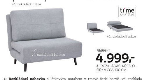 3 Rozkládací křeslo, šířka cca 100 cm