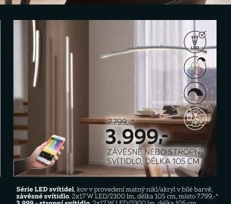 Závěsné nebo stropní svítidlo, délka 105 cm