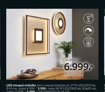LED stropní svítidlo, 60x60 cm