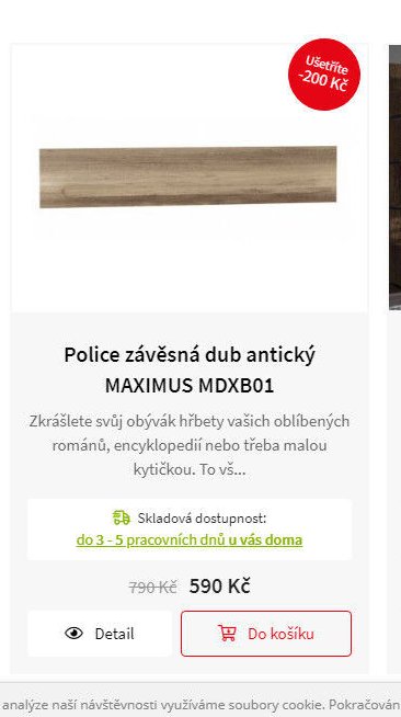Police závěsná dub antický MAXIMUS MDXB01