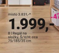 8 | Regál na složky, Š/V/H: cca 75/185/35 cm