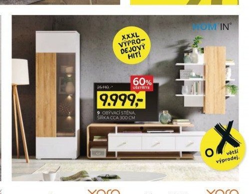 Obývací stěna, šířka cca 300 cm