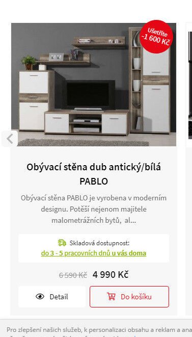 Obývací stěna dub antický/bílá PABLO