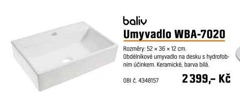 baliv Umyvadlo WBA-7020