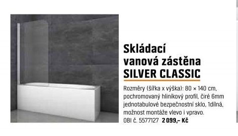Skládací vanová zástěna SILVER CLASSIC