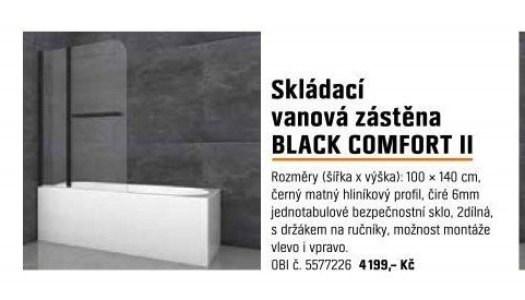Skládací vanová zástěna BLACK COMFORT II