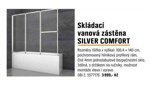Skládací vanová zástěna SILVER COMFORT