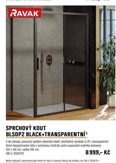 SPRCHOVÝ KOUT BLSDP2 BLACK+TRANSPARENTNÍ