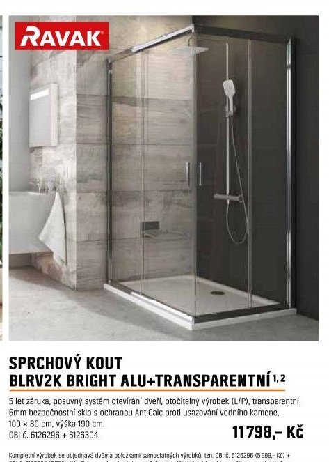 SPRCHOVÝ KOUT BLRV2K BRIGHT ALU+TRANSPARENTNÍ