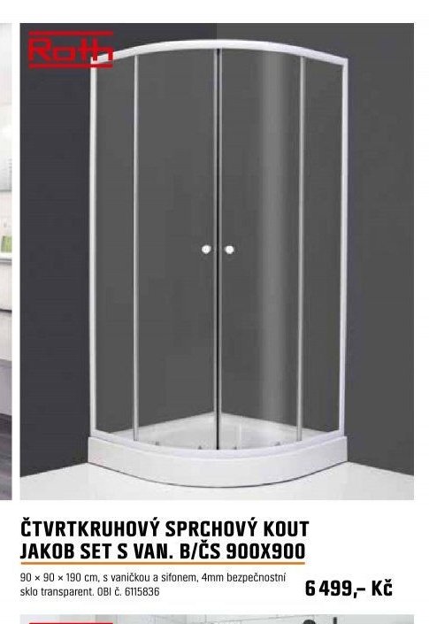 ČTVRTKRUHOVÝ SPRCHOVÝ KOUT JAKOB SET S VAN. B/ČS 900X900