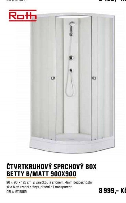 ČTVRTKRUHOVÝ SPRCHOVÝ BOX BETTY B/MATT 900X900