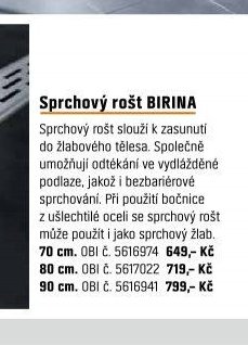 Sprchový rošt BIRINA