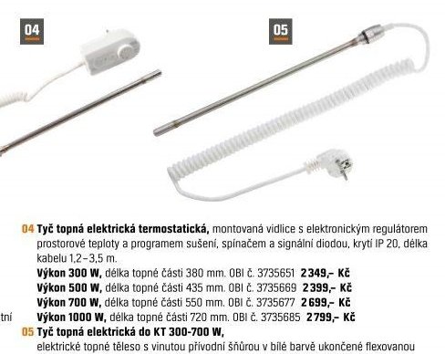 04 Tyč topná elektrická termostatická