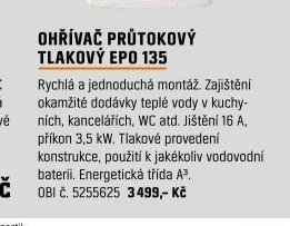 OHŘÍVAČ PRŮTOKOVÝ TLAKOVÝ EPO 135