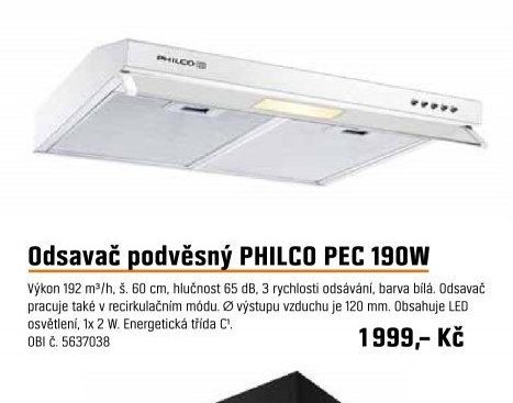 Odsavač podvěsný PHILCO PEC 190W