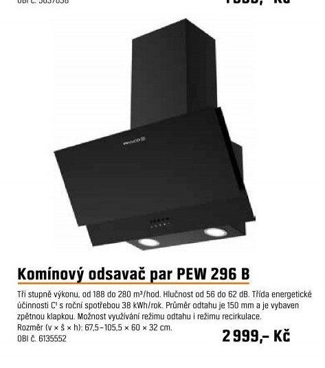 Komínový odsavač par PEW 296 B