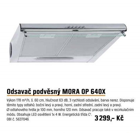 Odsavač podvěsný MORA OP 640X
