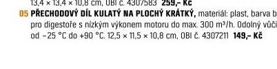 PŘECHODOVÝ DÍL KULATÝ NA PLOCHÝ KRÁTKÝ