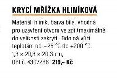 KRYCÍ MŘÍŽKA HLINÍKOVÁ