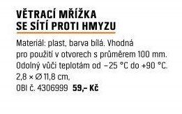 VĚTRACÍ MŘÍŽKA SE SÍTÍ PROTI HMYZU