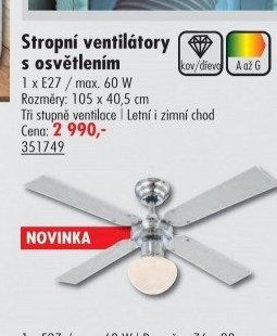 Stropní ventilátory s osvětlením