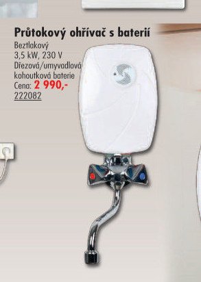 Průtokový ohřívač s baterií