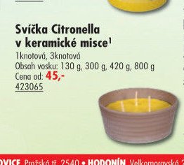 Svíčka Citronella v keramické misce