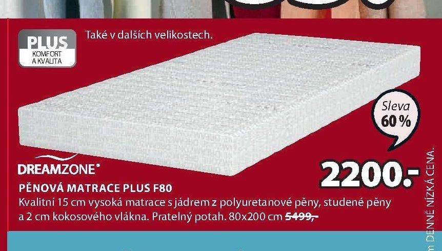 PĚNOVÁ MATRACE PLUS F80
